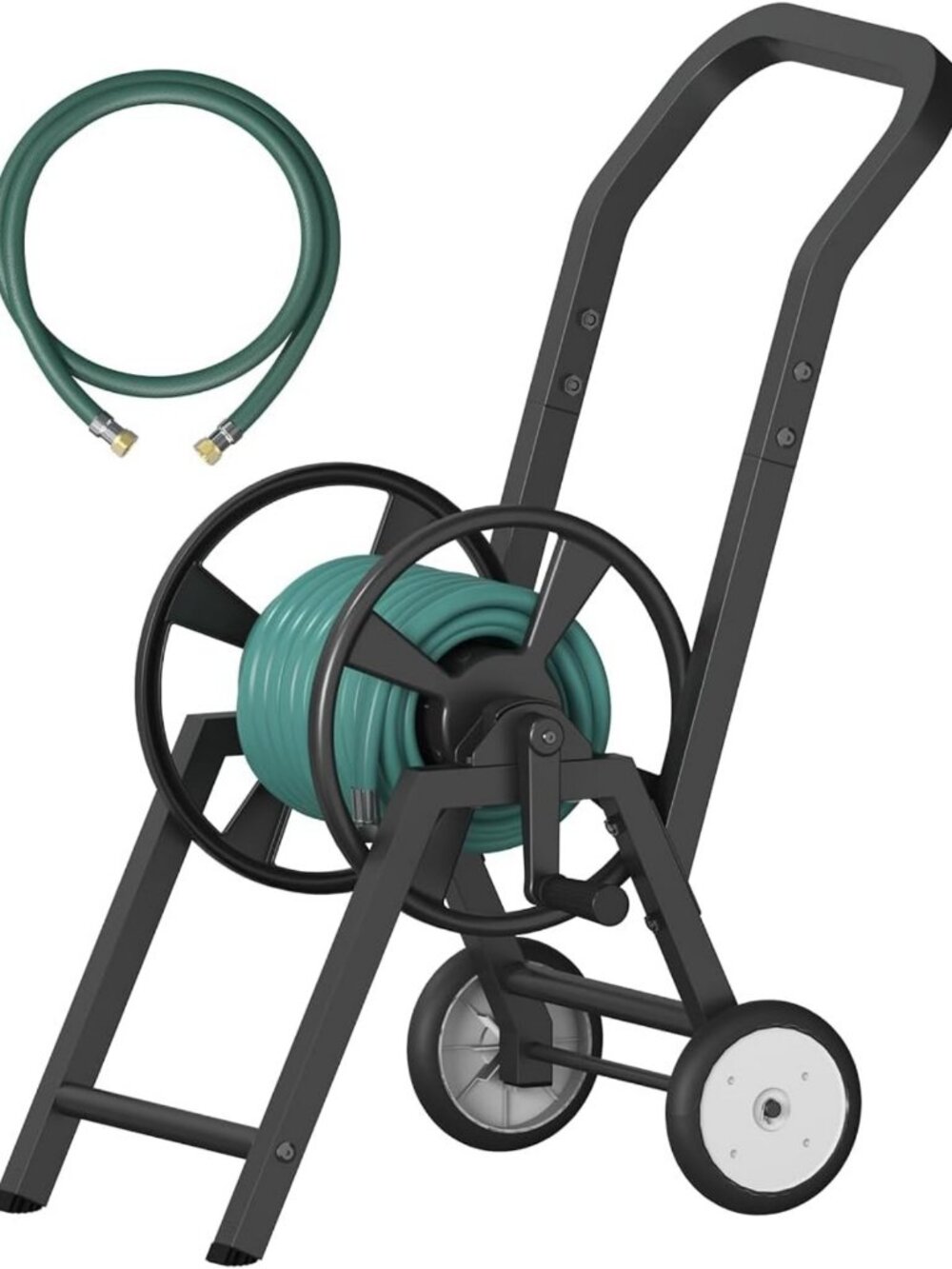 Heavy Duty Garden Hose Reel Cart with Wheels, Holds 165ft Hose, Outdoor Storage